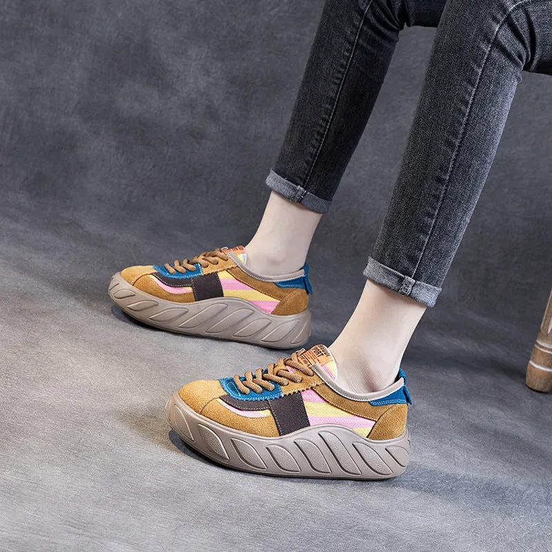 Women Fashion Patchwork Thick Soled Casual Shoes