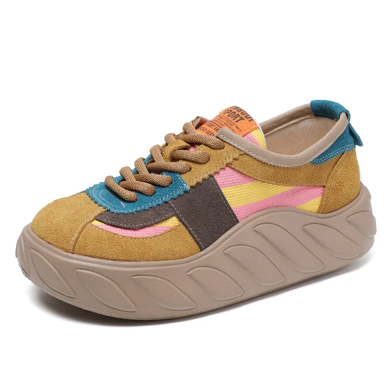 Women Fashion Patchwork Thick Soled Casual Shoes