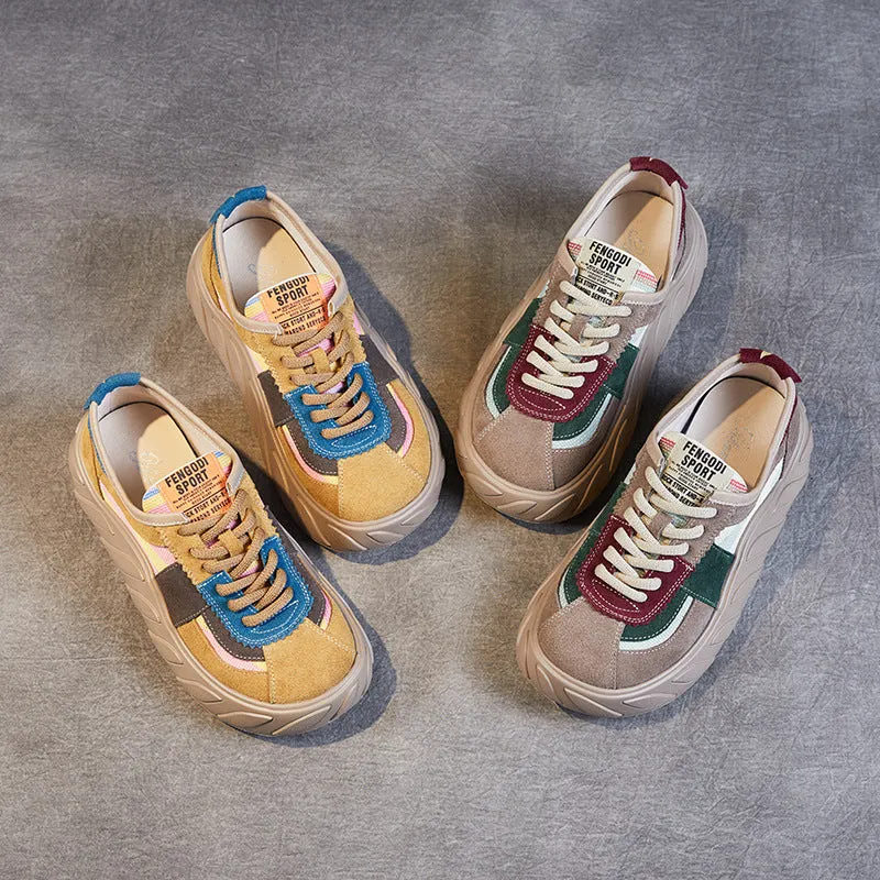 Women Fashion Patchwork Thick Soled Casual Shoes