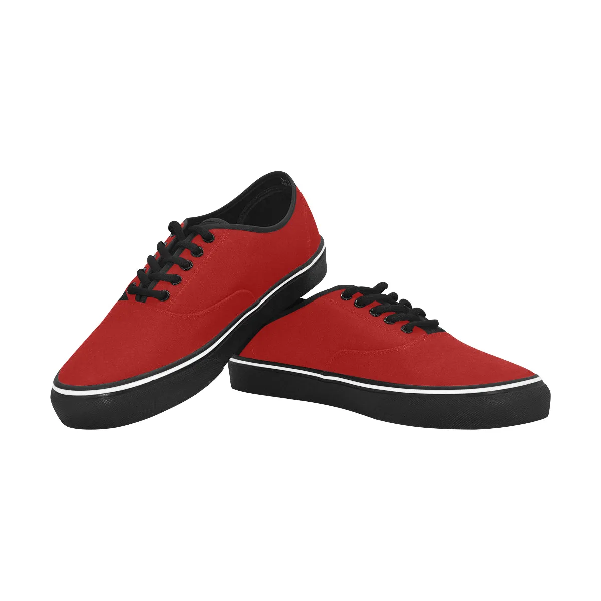 Women's Big Size Flaming Red Solids Print Low Top Canvas Shoes