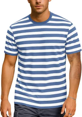 Zengjo Mens Striped Shirt Short Sleeve T-Shirts